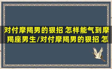 对付摩羯男的狠招 怎样能气到摩羯座男生/对付摩羯男的狠招 怎样能气到摩羯座男生-我的网站